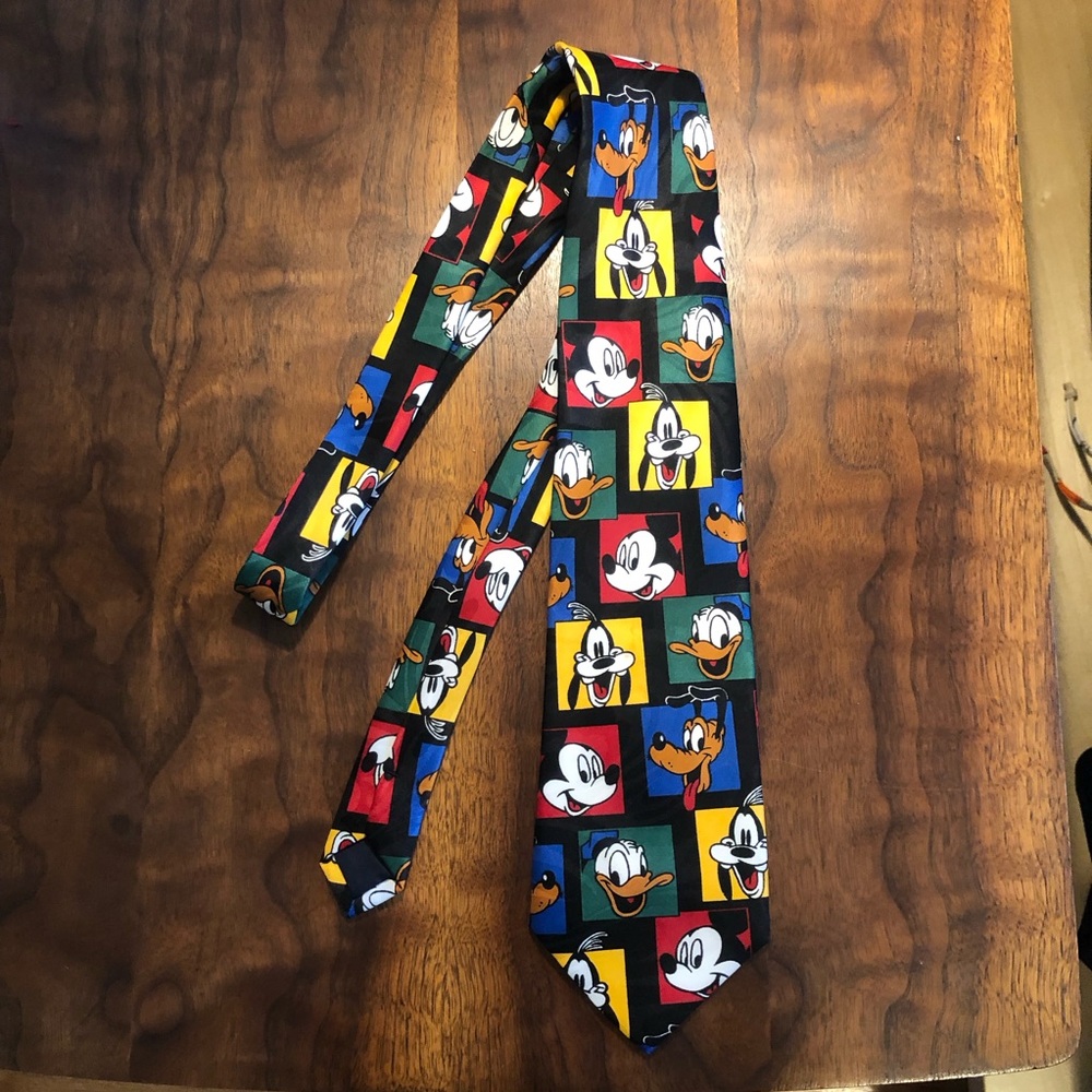 Balancine x Disney Men Necktie Tie Mickey Goofy Donald Pluto Cartoon VTG - Picture 2 of 4